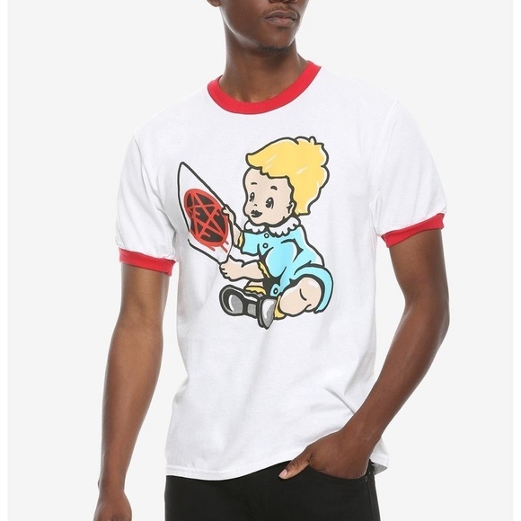 Hot Topic Evil Child Ringer T Shirt Size M - Picture 1 of 7